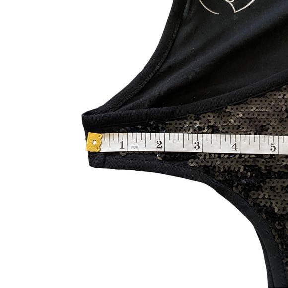 INC Gold Black Ombre Sequin Cold Shoulder Bling Short Sleeve Tunic Medium - Picture 6 of 8